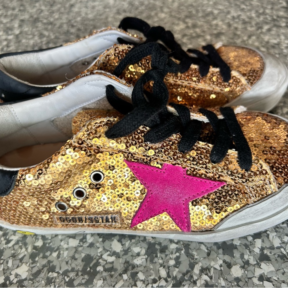 Golden goose girls sparkly sneakers never worn
